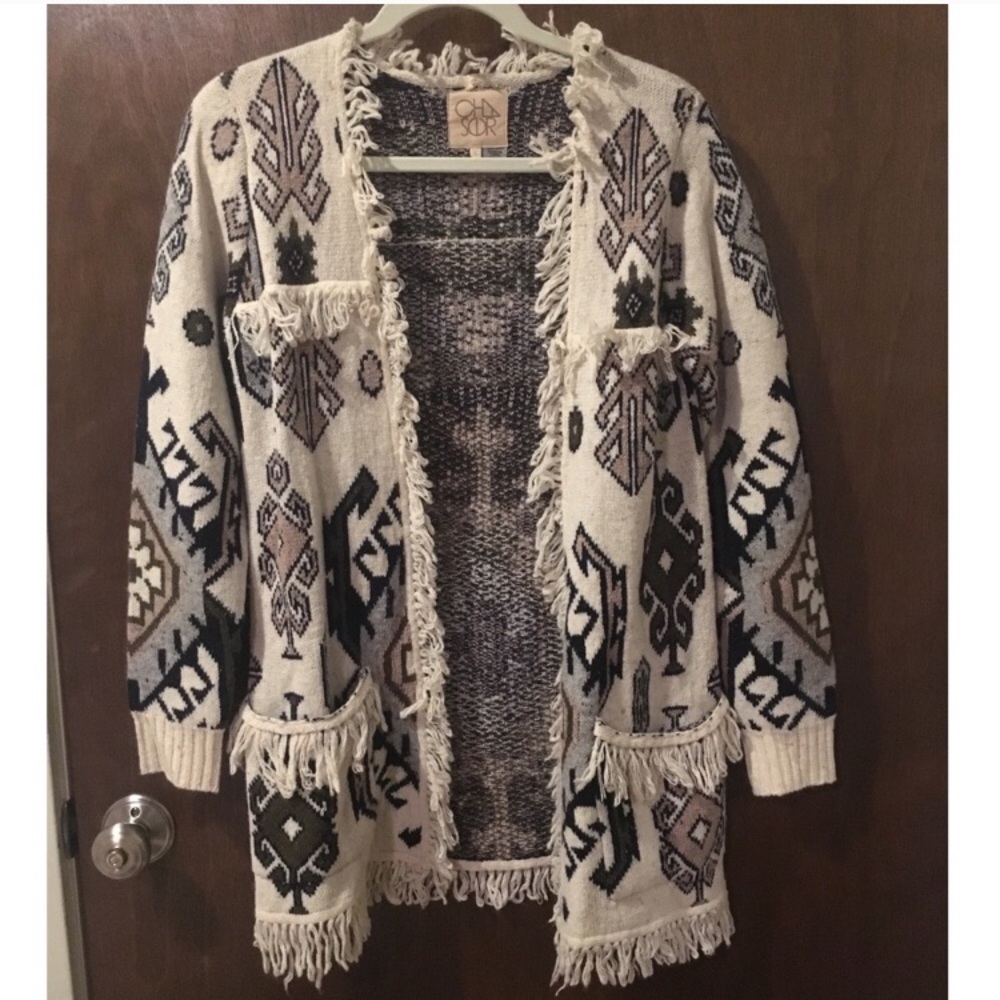 Chaser Aztec Fringe Cardigan